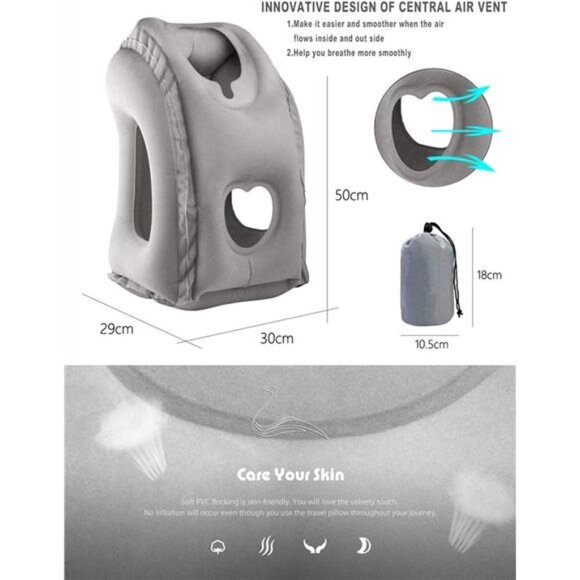 Inflatable Travel Air Pillow for Sleeping to Avoid Neck and Shoulder Pain - Picture 4 of 7